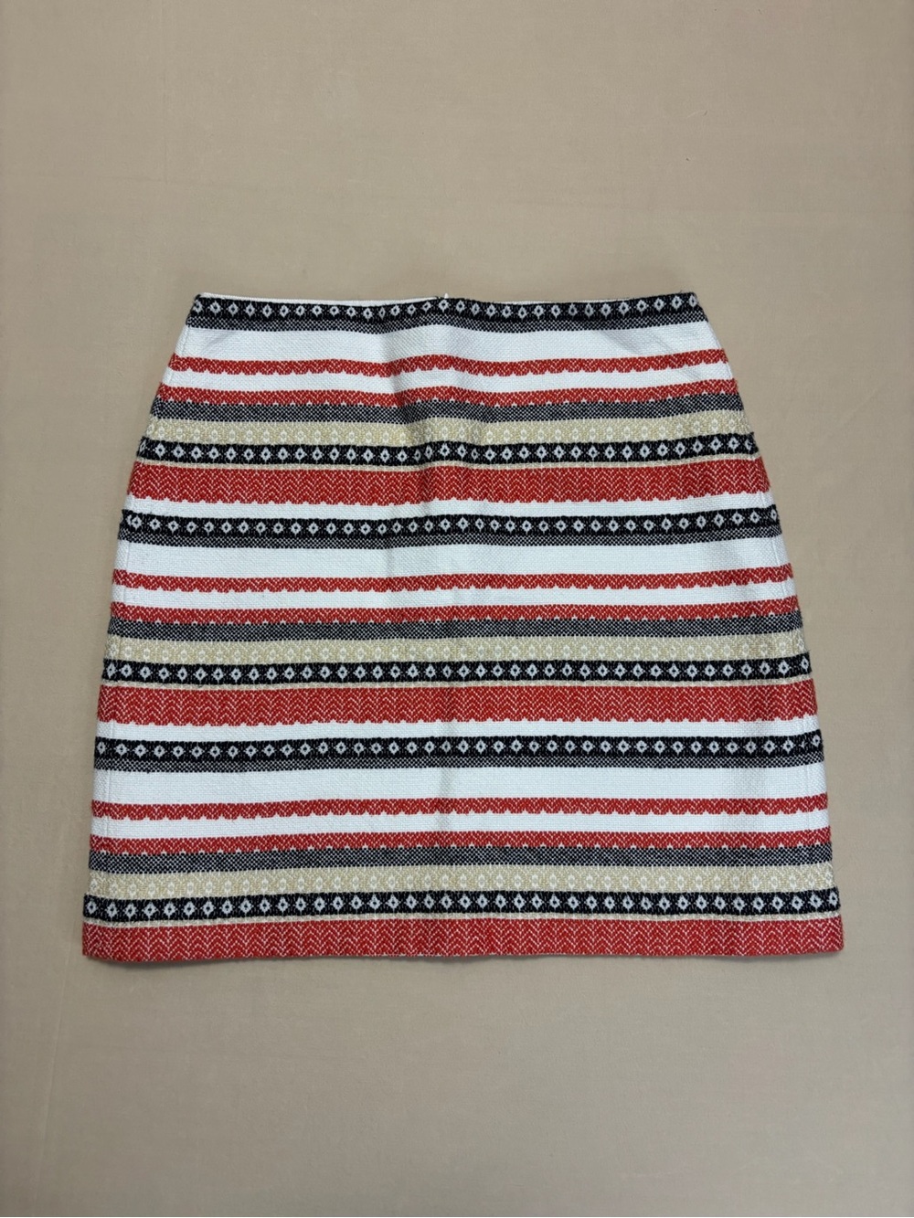 LOFT Textured Woven Striped Mini Skirt in Red, Black & White Size 4 Petite